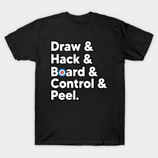 Curling meme draw hack board control peel funny curling T-Shirt